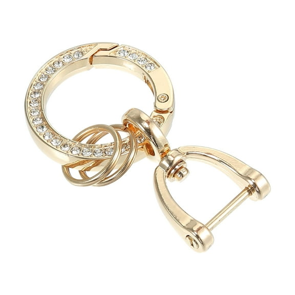 Car Fob Key Chain Keychains Holder Replacement for Men and Women with D Shaped Ring Bling Key Rings Set Gold Tone