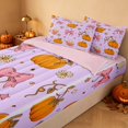 thumbnail image 3 of Homewish Halloween Spooky Animal Zipper Full Size Comforter Sets with Fitted Sheet and 2 Pillowcases, Bow Pumpkin Star Zipper Bedding Set, Lavender, Pink Reversible, 3 of 6