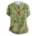 thumbnail image 4 of AKEGAMN Floral Print 3/4 Sleeved Round Neck Loose Large Size T-Shirt, Green S, Size S-4XL, 4 of 4