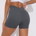 thumbnail image 4 of Compression Shorts for Women,Short Biker Shorts,OHGOD Women's Solid-Color V-Waist Yoga Shorts, Peach Butt Lifting, Comfortable Activewear for Running & Gym Workouts - Dark Gray - XL, 4 of 8