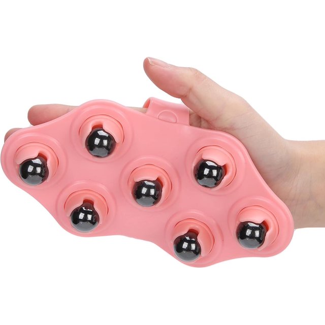 Guante de masaje de mano portátil con bola de masaje, guante de masaje de tejido profundo, masajeador magnético para cuello, pecho, isquiotibiales, muslos y