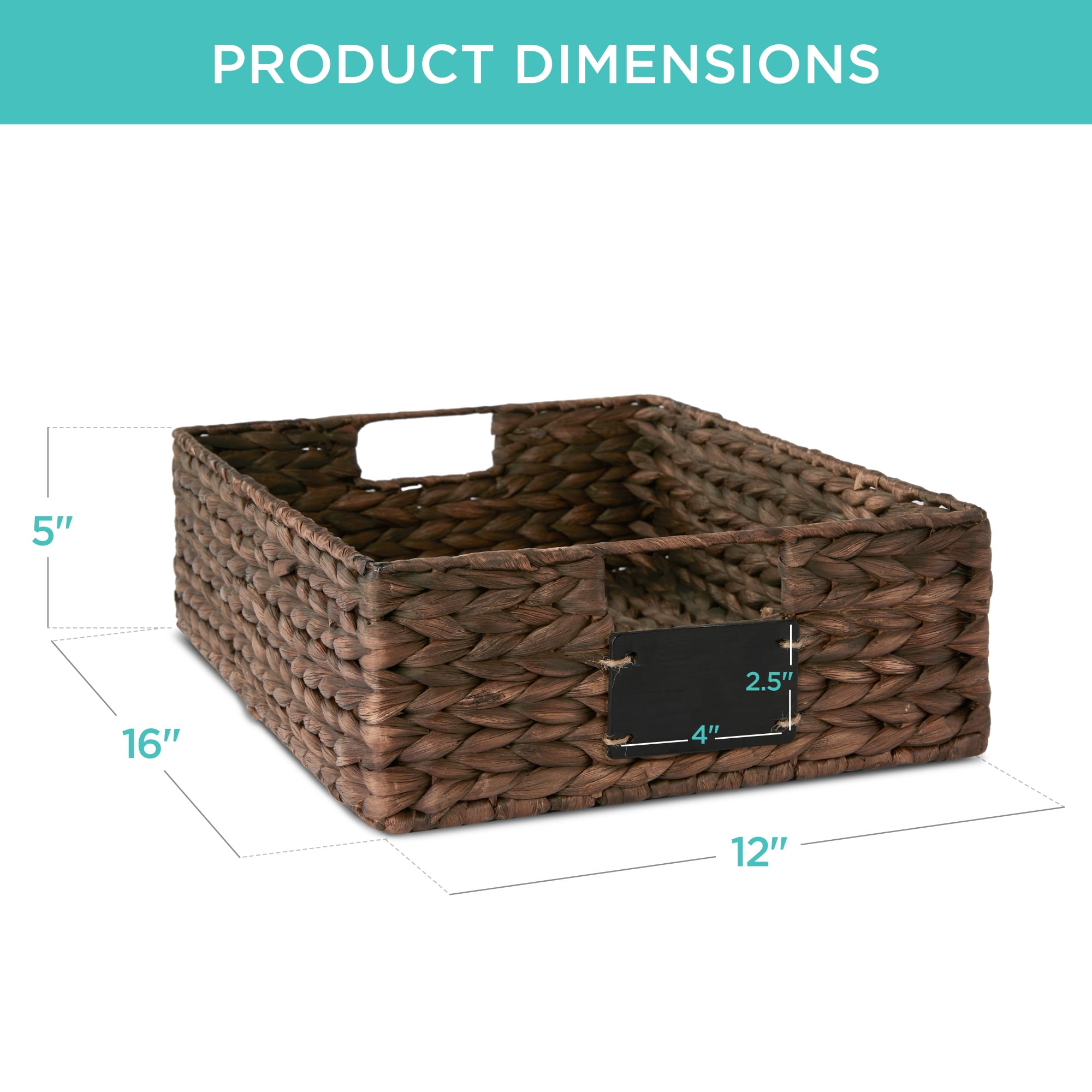 Best Choice Products Set of 4 16x12in Woven Water Hyacinth Pantry Baskets w/ Chalkboard Label, Chalk Marker - Brown