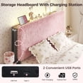 thumbnail image 5 of Patbrela Princess Headboard Full Size, Upholstered Plush Headboard, 42.1" to 46.1" Adjustable Height, Pink, 5 of 10