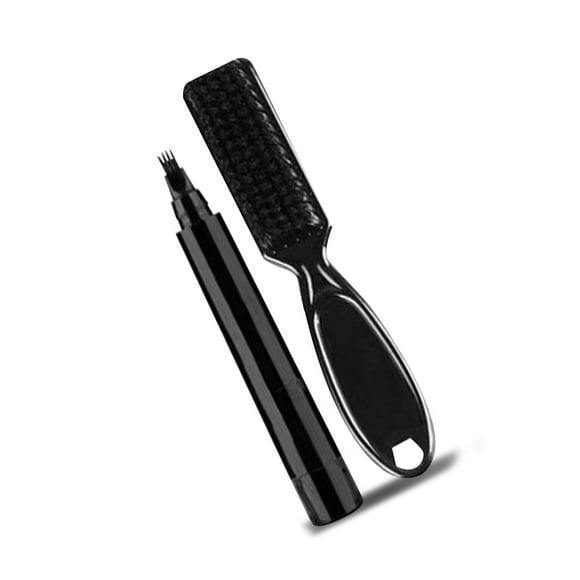 kurtrusly Men Beard Pen Coloring Tools Cosmetics Supplies Filler Brush Professional Barber Plastic Handle Comb Accessories Dark Brown