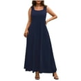 thumbnail image 1 of Sexy Vestido Casual para las Mujeres, Moda de Verano Cuello Cuadrado sin Mangas de Color Sólido para la Playa, la Fiesta Y Diario, 1 of 6
