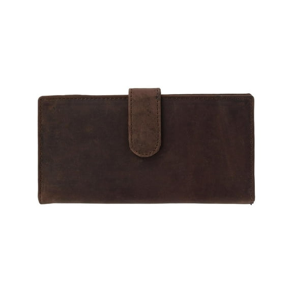 CTM Vintage Leather RFID Checkbook Cover Wallet with Snap Closure