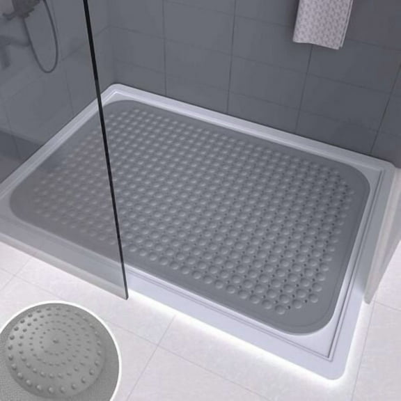 Rectangular Shower Floor Mat Large Bathroom Non-Slip Foot Massage Bathtub Mat 88x58cm
