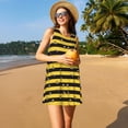 thumbnail image 3 of Balery Striped With Bees Vestidos de verano para mujer con estampado: vestido holgado sin mangas, vestido playero informal y cómodo para días calurosos., 3 of 7