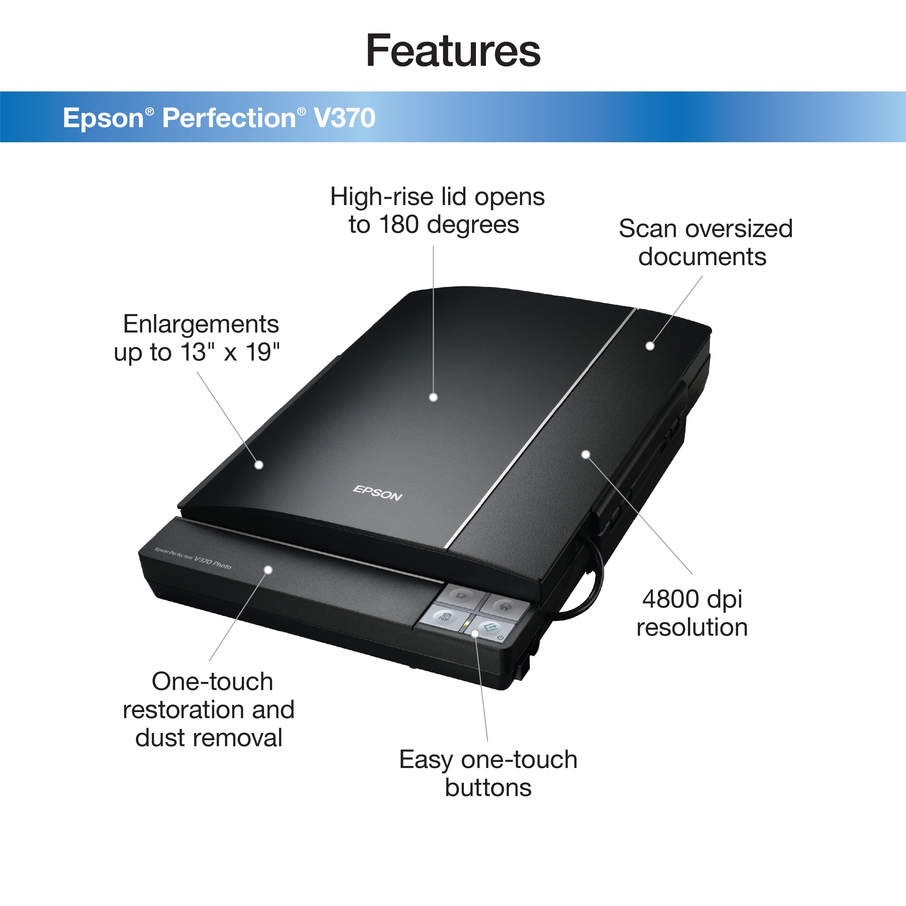 Epson Perfection V370 Photo Scanner 4800 X 9600 Walmart Com Walmart Com
