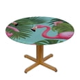 thumbnail image 3 of JEUXUS  Funny Flamingos Pattern Round Fitted Tablecloth with Elastic Edge, Waterproof Stain Resistant Table Cover Oil Proof Wipeable Table Cloth for Indoor Outdoor Picnic, 3 of 7