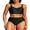 Black, variant on Sociala Womens Double Straps Bikini Sets Sporty High Waisted Two Piece Swimsuit