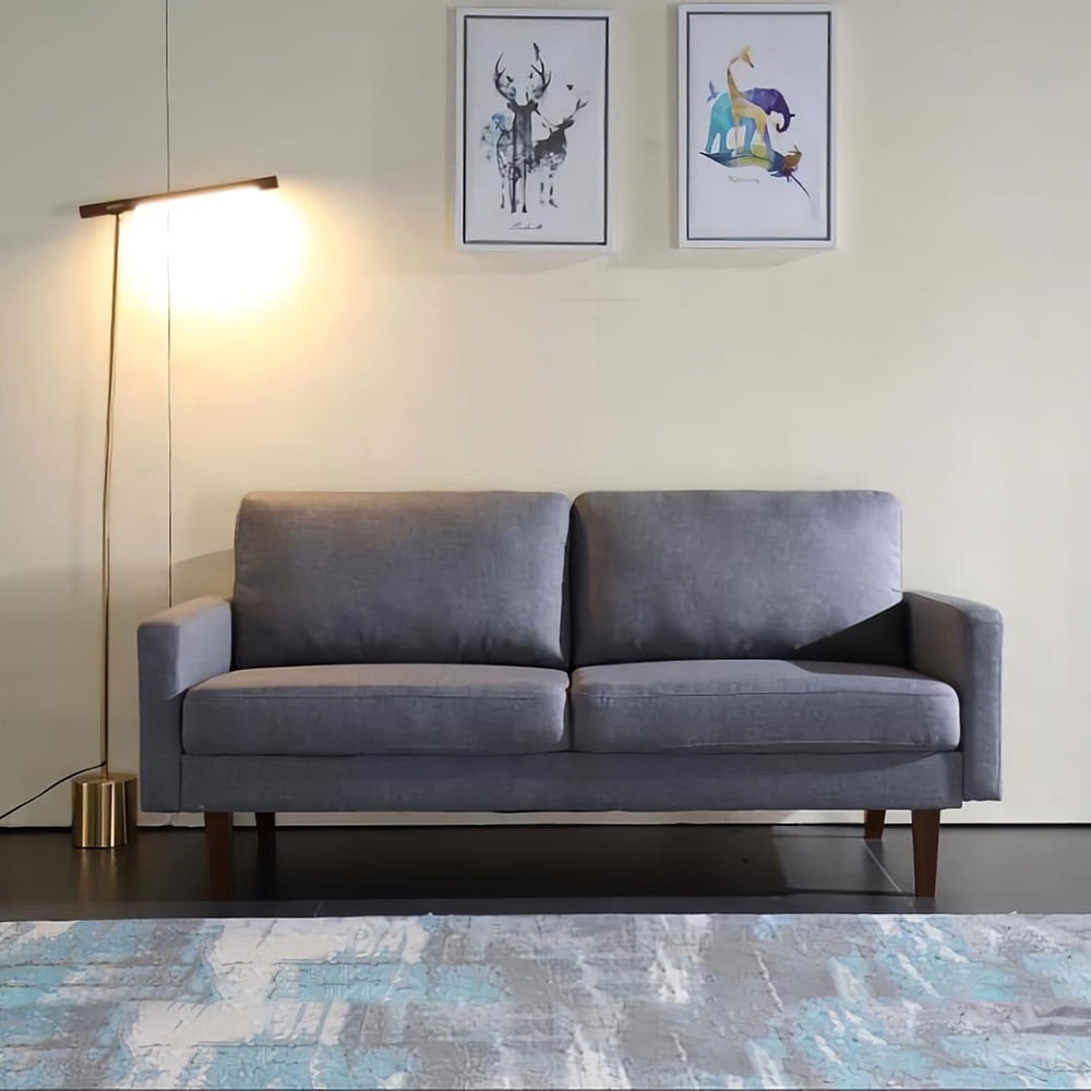 Kepooman Modern Linen Fabric Loveseat Sofa for Living Room Hotel Bedroom, Gray Kepooman Modern Linen Fabric Loveseat Sofa for Living Room Hotel Bedroom, Gray