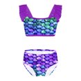 thumbnail image 1 of RUNQHUI Little Gilrs Two Pieces Fish Scales Tankini Swimsuits Ruffle Top Bottoms Bathing Suit Purple 10, 1 of 6