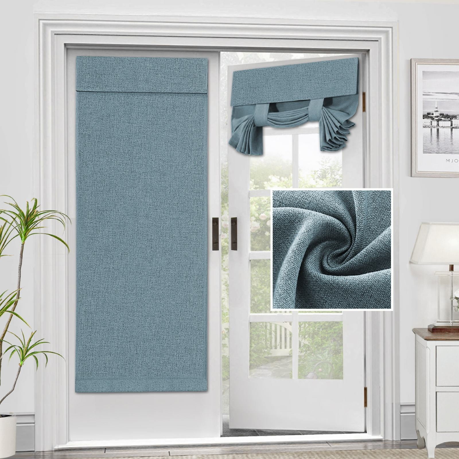 26x68 Inch 1Pcs Door Curtains Linen Textured Privacy Door Blinds Adhesive Curtain Light Blocking and Noise Reducing Curtains Home Wedding Party Textile Small Decor for Farmhouse Living Room Bedroom