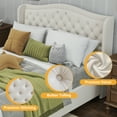 thumbnail image 3 of Bonzy Home Queen Size Bed Frame with Storage Velvet Upholstered Sleigh Bed with Headboard Button Tufted Easy Assembly Cream, 3 of 7