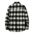 thumbnail image 4 of IROINNID Men's Long Sleeve Shacket Turndown Lapel Mid-Length Jacket Plaid Comfy Flannel Turndown Collar Buttons Coat Shirt, 4 of 9
