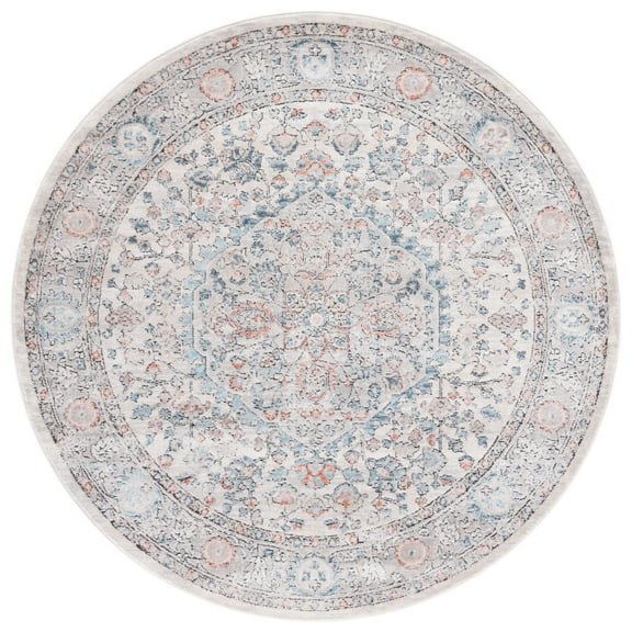 SAFAVIEH Martha Stewart Cedar Oregon Area Rug, Grey/Blue, 6'7" x 6'7" Round