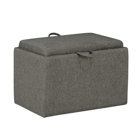 Designs4Comfort Accent Storage Ottoman with Reversible Tray in Gray Fabric