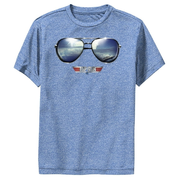 Boy's Top Gun Aviator Sunglasses Reflection Logo  Performance Graphic T-Shirt