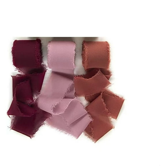 3 Rolls Chiffon Ribbon Rolls, 4cm x 5m, Chiffon Silk Ribbon with Fringe for Bridal Bouquets Wedding Invitations Floral Arrangements Gift Wrapping Home Decor ļ¼red seriesļ¼