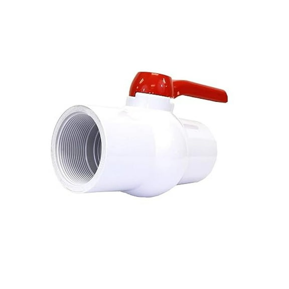 3 Inch PVC Inline Threaded Valve, Schedule 40, Shut-Off Valve, White, for Pool, Sewer, & PVC Pipe Fittings
