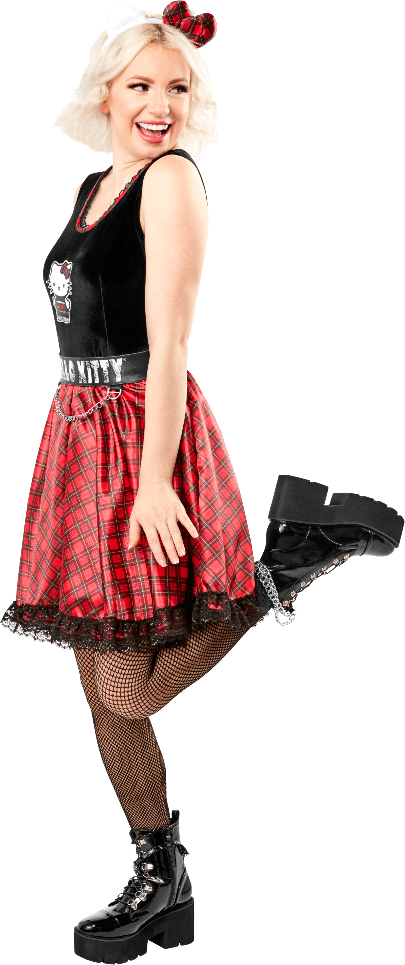 Women's Officially Licensed Sanrio Hello Kitty Halloween Costume M, Black and Red