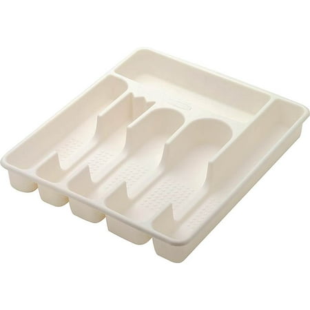 Rubbermaid 2925RDBISQ Large Cutlery Tray, 13-3/4 in W x 11-3/4 in L x 1-3/4 in H, Plastic, Bisque