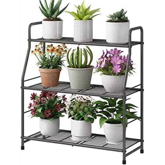 Plant Stand Outdoor Indoor 3 Tier Metal Waterproof Plant Shelf for Living Room Balcony Garden