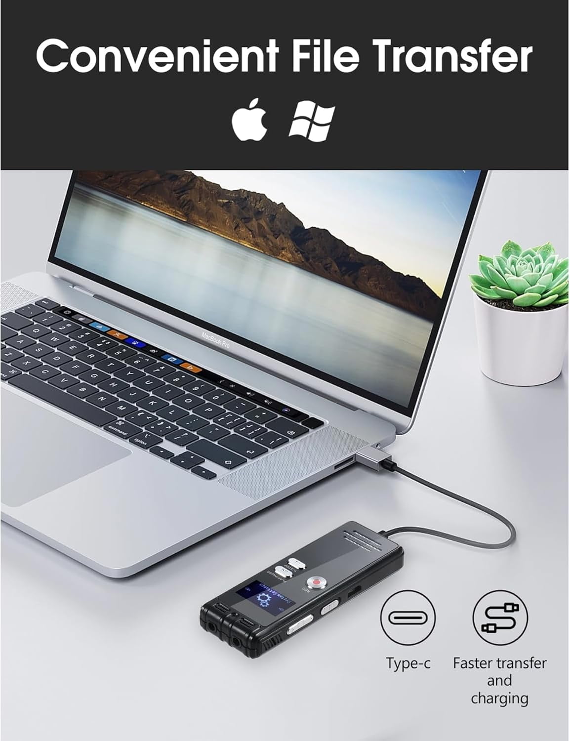 128GB Digital Voice Recorder Activated with Playback - 3072 Kbps HD Recording and Noise-Canceling Voice-Activated Recording, Audio Recording Device