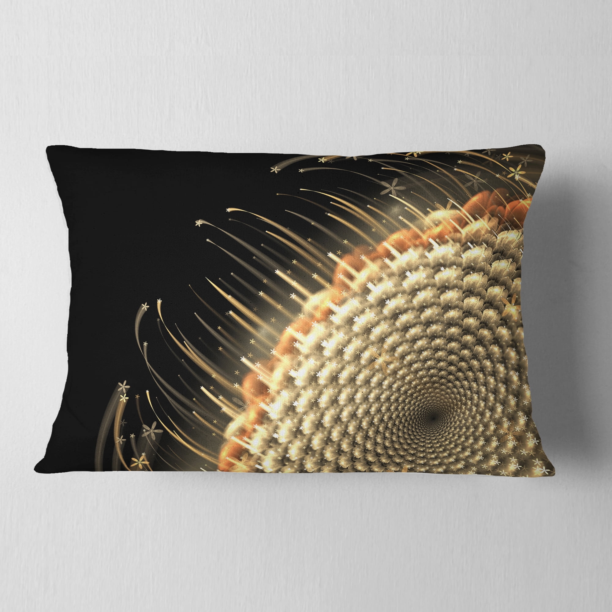 Designart Brown Fractal Flower Pattern - Floral Throw Pillow - 12x20