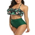 thumbnail image 3 of Mother and Daughter Bikini Leopard/Floral Crop Halter Back Tie Bra Tops High Waist Triangle Panty Set, 3 of 8