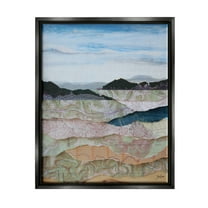 Stupell Industries Map Collage Landscape Nature Painting Black Floater Framed Art Print Wall Art, 25 x 31