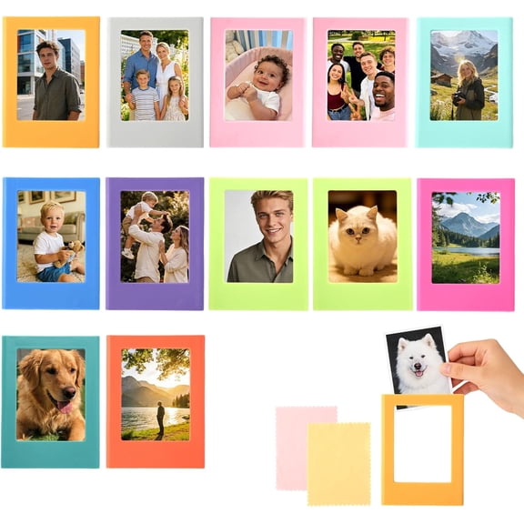 TIE-DailyNec 12 Pack Magnetic Picture Frames for Refrigerator, Colorful 2x3 Inch Magnetic Photo Frames for Fridge, Ideal for Office & Dorm Decor