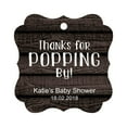 thumbnail image 1 of Darling Souvenir Personalized Baby Shower Favor Tags Custom Thanks For Popping By Custom Hang Tags-Dark Wood-50 Tags, 1 of 1