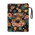 thumbnail image 2 of HELLHERO Highland Cow Floral Wreath Book Sleeve Book Sleeve Protector Pouch for Pocket Storage & Portability Polyester with Washable and Waterproof, 2 of 8