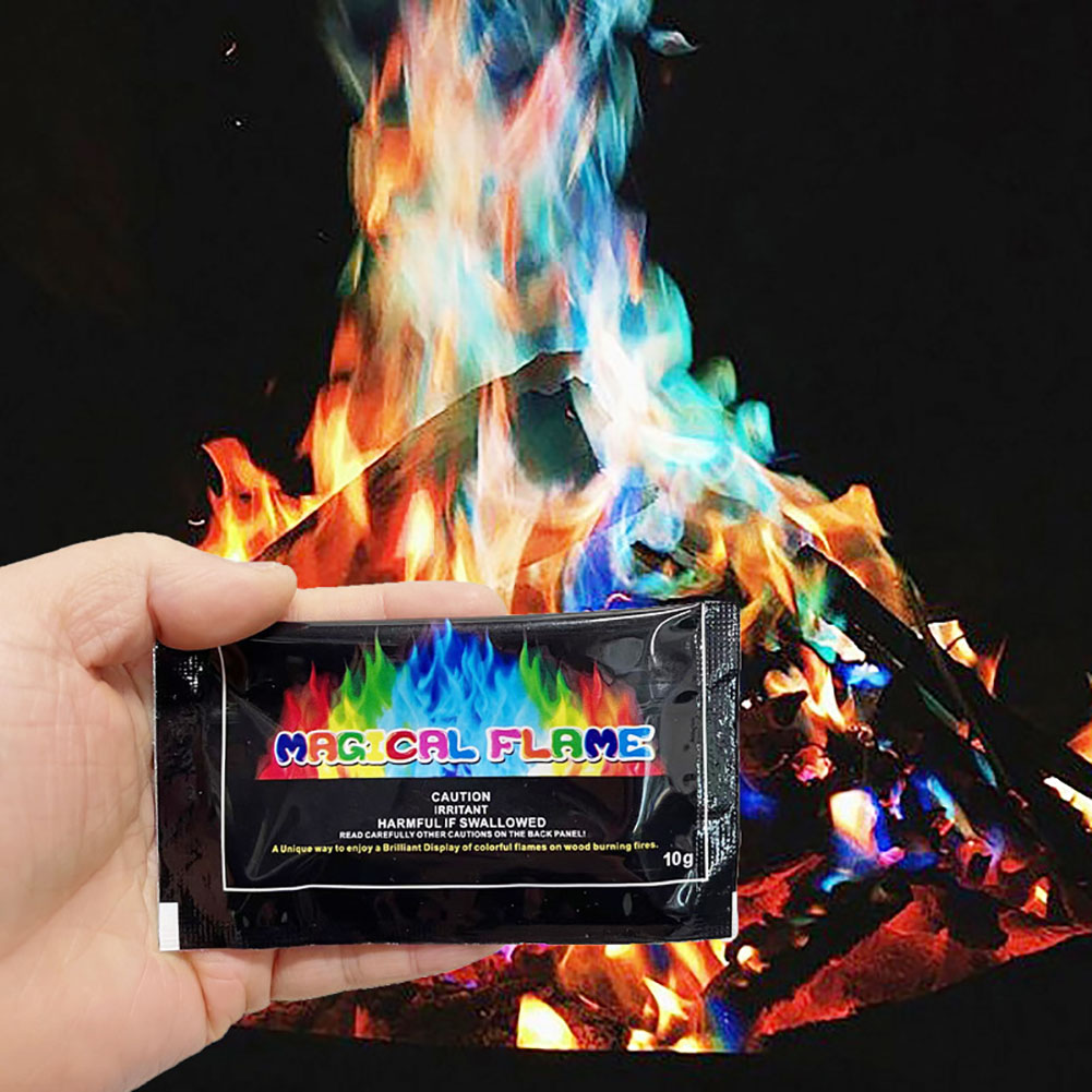 Poudre à Feu Changeant De Couleur – Lot De 15 Sachets 10 G – Flammes Colorées Pour Feux De Camp, Cheminées – Durée Environ 10 Min Par Sachet