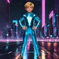 thumbnail image 4 of HXWCHs Elegant Court Style Jumpsuit Glossy Leather Unisex Full Bodysuit for Carnival Party Performance 6-7 Years Sky Blue, 4 of 5
