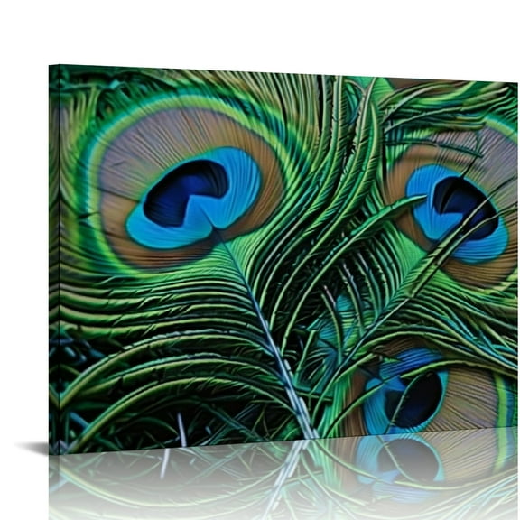 YILUYINQING Peacock Feathers Art Modern Canvas Prints Wall Decor, Home Art Decor, Ready To Hang Room Decor 16x12in