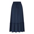 thumbnail image 6 of Feancey Summer Skirts for Women 2025 Vacation Midi Skirt with Pockets Elastic Waist Casual Ruffled Skirts Solid Color Flowy Beach Long Skirt Navy XXL, 6 of 10