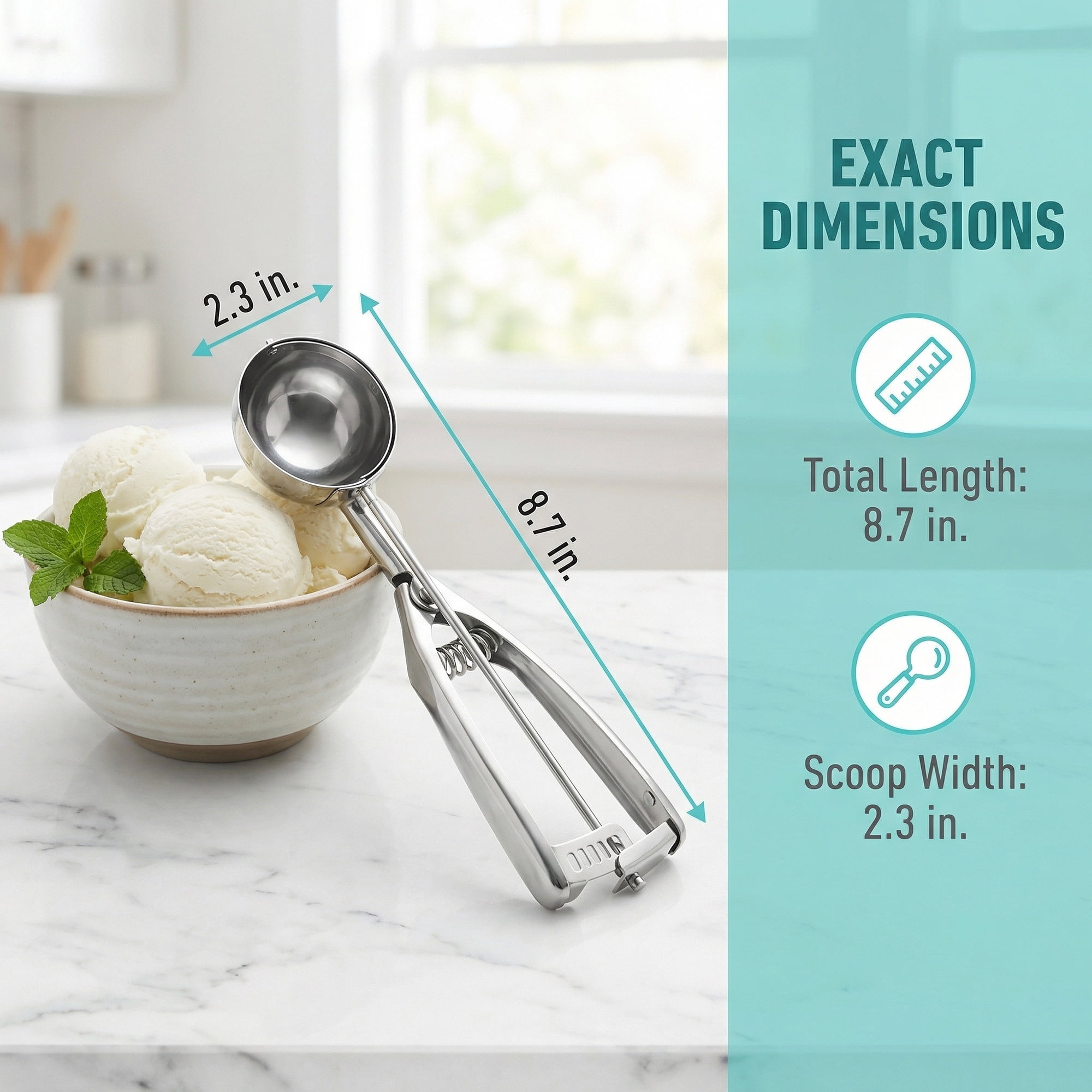 Unique Bargains Easy Clean Tool Stainless Steel Ice Cream Scoop Silver 8.7in