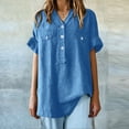 thumbnail image 5 of WCJM Women's Short Sleeve V-Neck Shirts Loose Casual Tee T-Shirt Women's Short Sleeve T-Shirt Loose Shirt Top Stand Solid Color Medium Sleeve Collar Casual Women's Shirt Women's Shirt, 5 of 6
