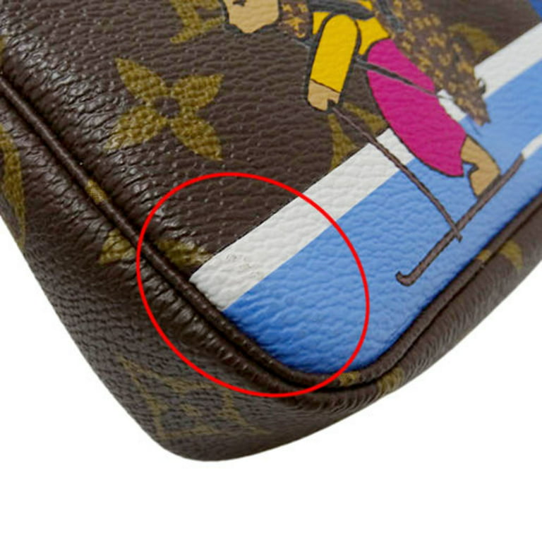 Authenticated used Louis Vuitton Louis Vuitton Pouch Monogram Women's Hand Handbag Pochette Accessoire Ski Bear M67769 Holiday Collection Brown, Adult