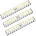 thumbnail image 1 of AMIR Motion Sensor Lights, 10-LED DIY Stick-on Anywhere Battery Operated Portable Wireless Cabinet Night/Stairs/Step/Closet Light Bar with Magnetic Strip (Warm White, 3 Pack), 1 of 1