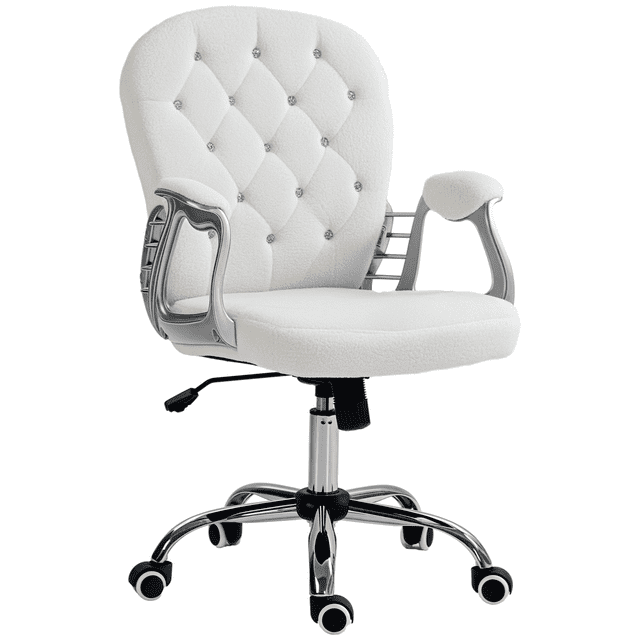 Vinsetto Chaise de Bureau, Chaise d'Ordinateur Pivotante à 360°, Blanche