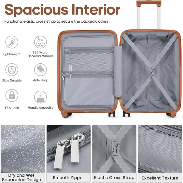 MIUSSE Luggage Sets 3 Piece, 20 Inch Carry On Luggage with Wheels