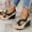 Black, variant on HaoXianJian Women's Wedge Sandals, Open Toe Ankle Strap Sandals with Adjustable Slingback Flat Platforms Casual Pump Heel Sandals Arch Support Casual Shose Walking Sandals