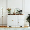 thumbnail image 5 of HOMEFORT 43.7" Kitchen Buffet Cabinet, Buffet Sideboard, Bar sideboard, Kitchen Island, Floor Buffet Server with 2 drawers and 3 doors, White Honey, 5 of 8