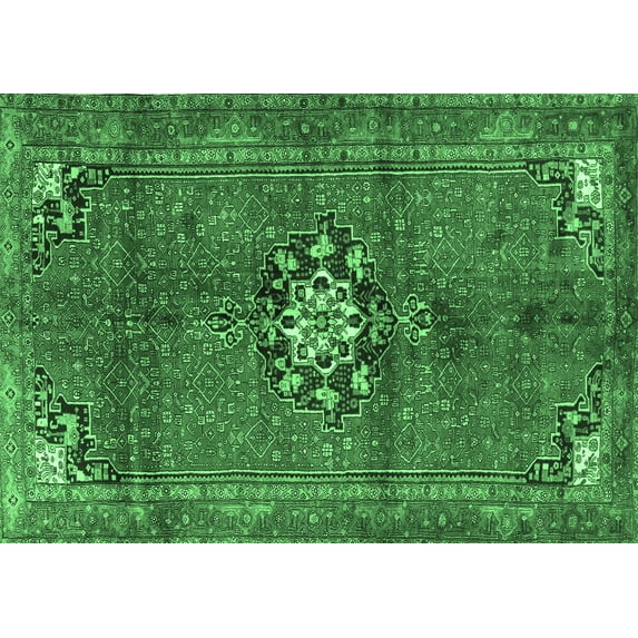 Ahgly Company Indoor Rectangle Medallion Emerald Green Traditional Area Rugs, 7' x 9'