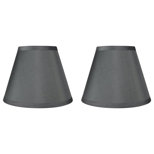 Urbanest Hardback Faux Silk Coolie Lamp Shade, 5x9x7", Gray, Set of 2