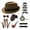 Brown, variant on 14Pcs Men’s 1920s Costume Accessory Kit Vintage Set with Hat, Pre-Tied Bow Tie, Necktie, Suspenders, Chain Pocket Watch, Fake Pipe, Cufflinks & Faux Mustaches for Roaring 20s Party, Halloween Cosplay